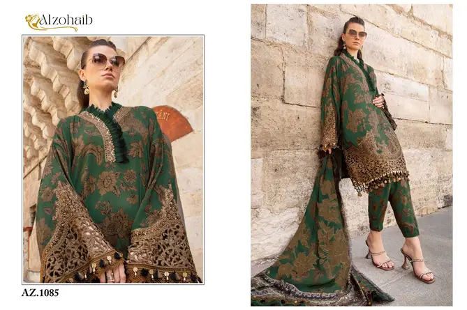 Az 1084 And 1085 Alzohaib Embroidery Patch Cotton Pakistani Suits Wholesale Shop In Surat
